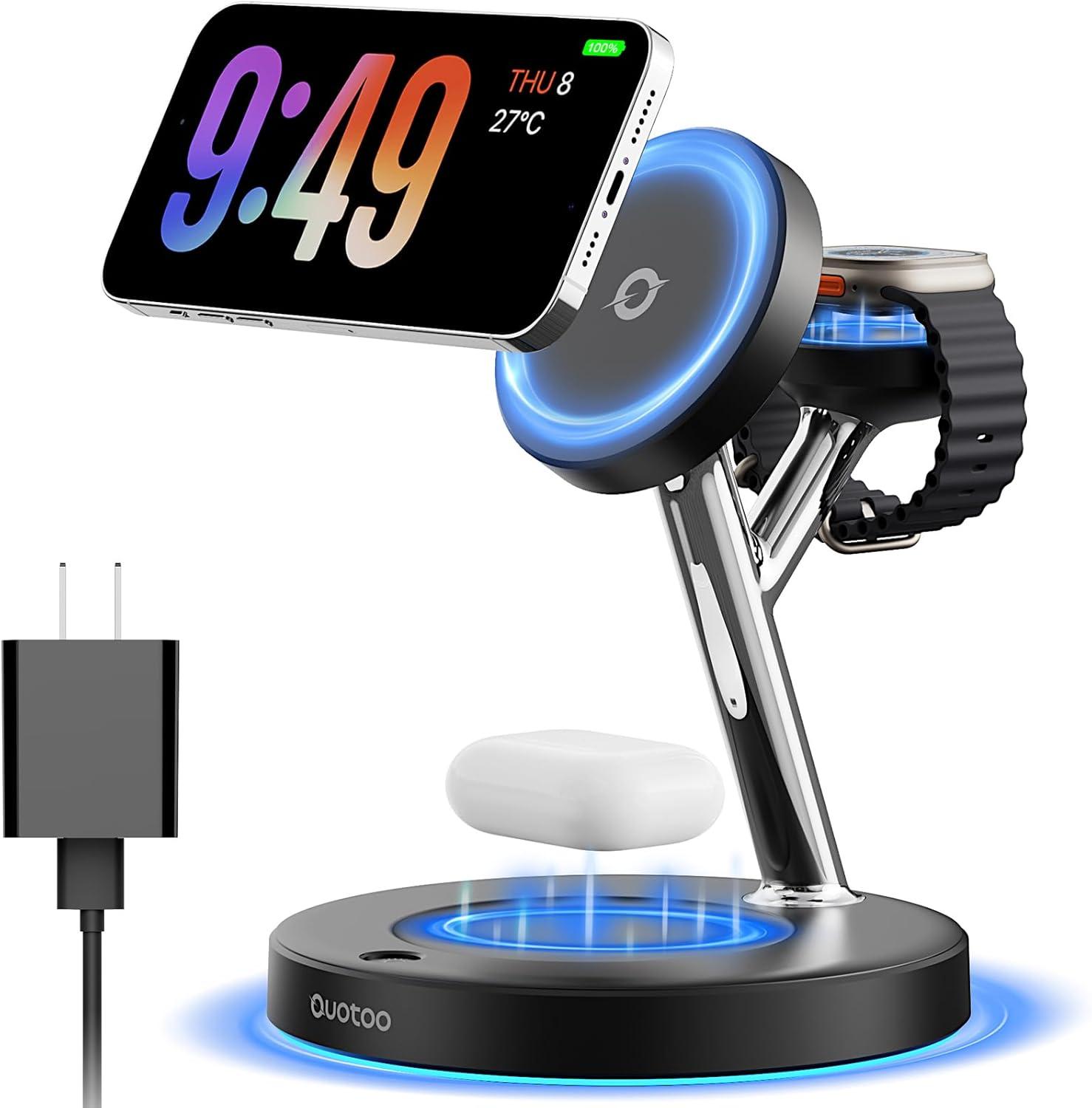 OUOTOO 3-in-1 Magnetic Wireless Charging Station 📱⌚️🎧