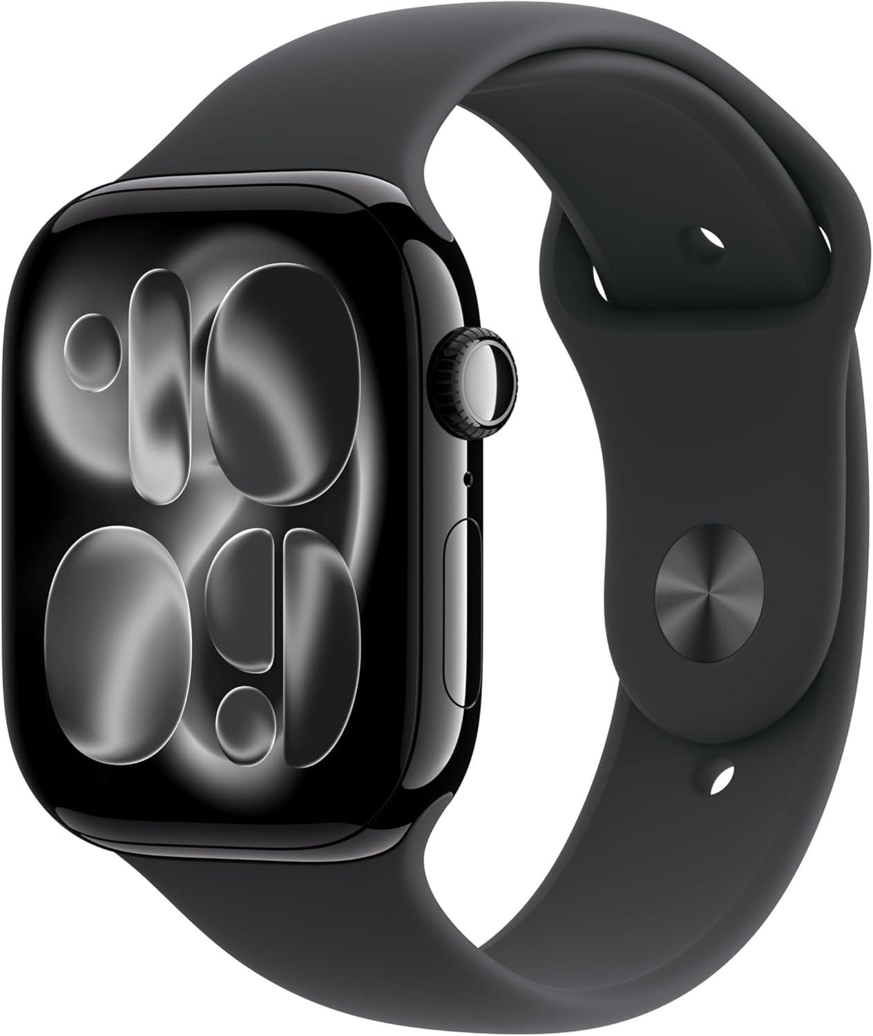 Apple Watch Series 11 [GPS 46mm] Smartwatch with Jet Black Aluminum Case with Black Sport Band