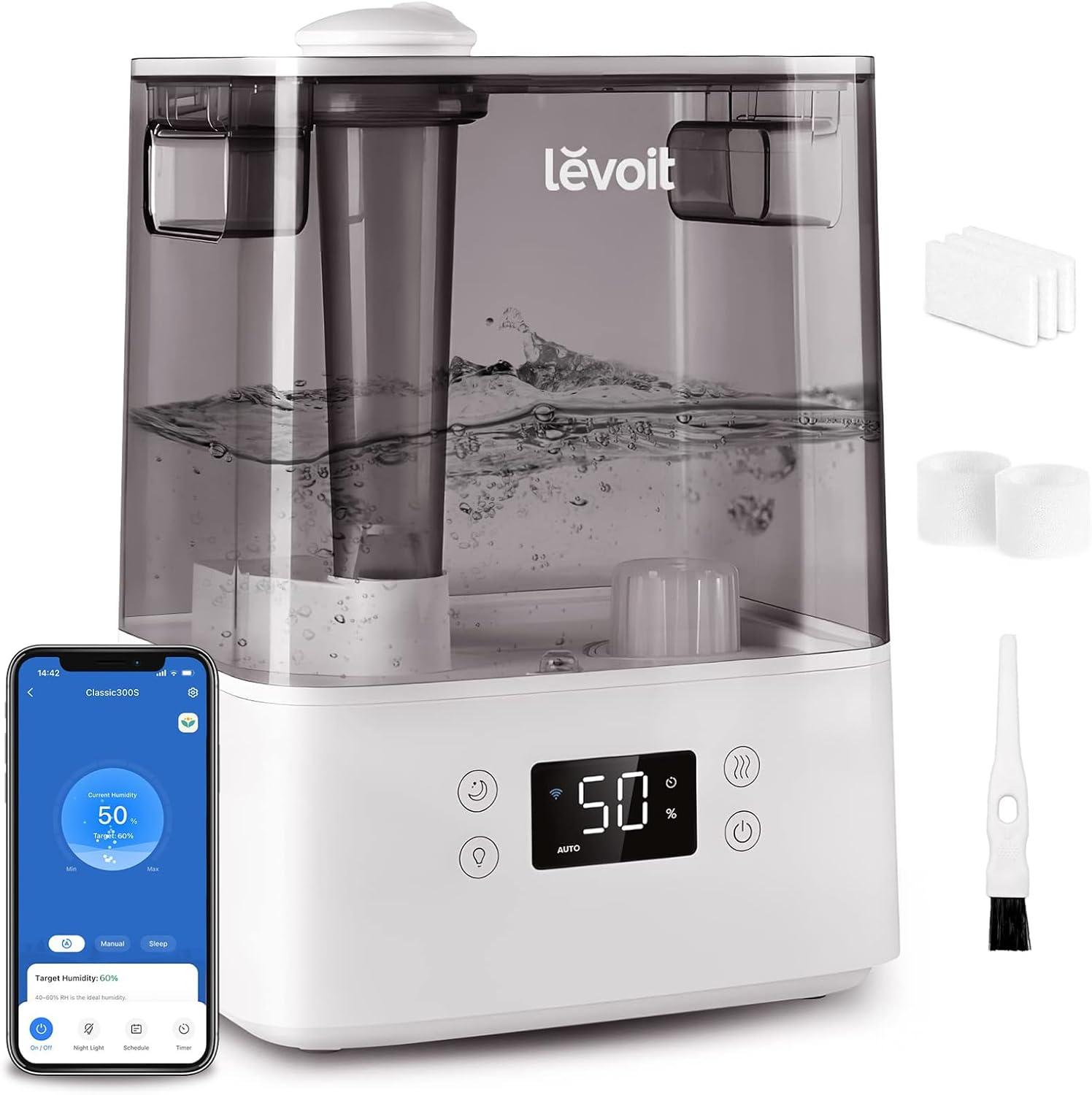 LEVOIT Humidifiers for Bedroom Large Room Home, (6L) Cool Mist Top Fill Essential Oil Diffuser for Baby & Plants